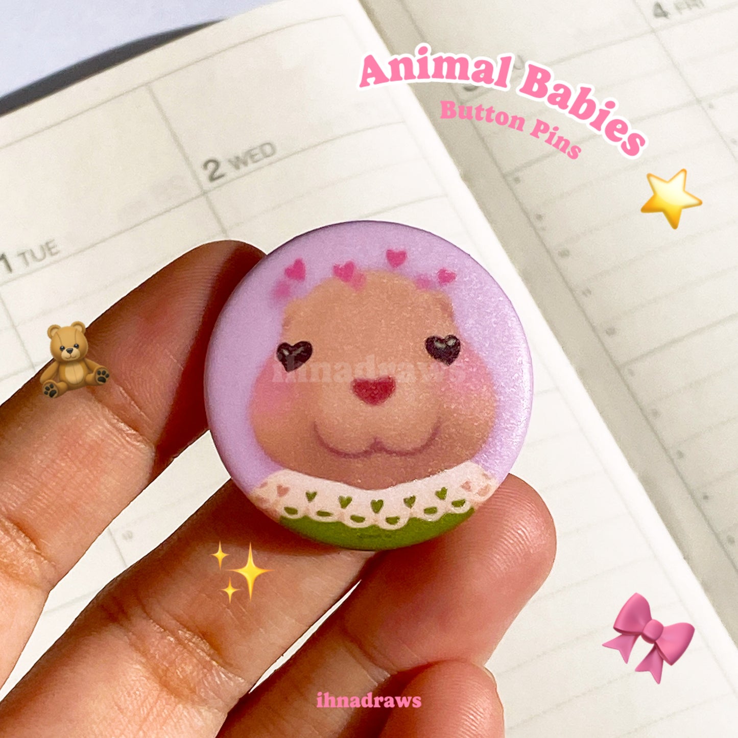 Animal Babies Button Pins