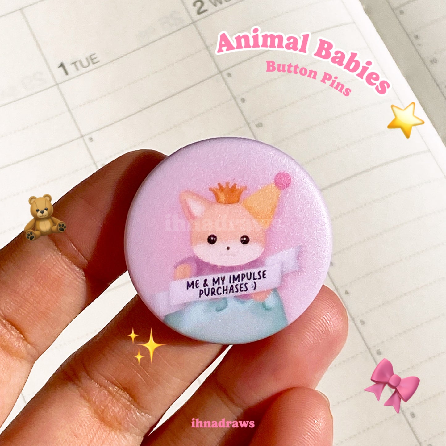 Animal Babies Button Pins