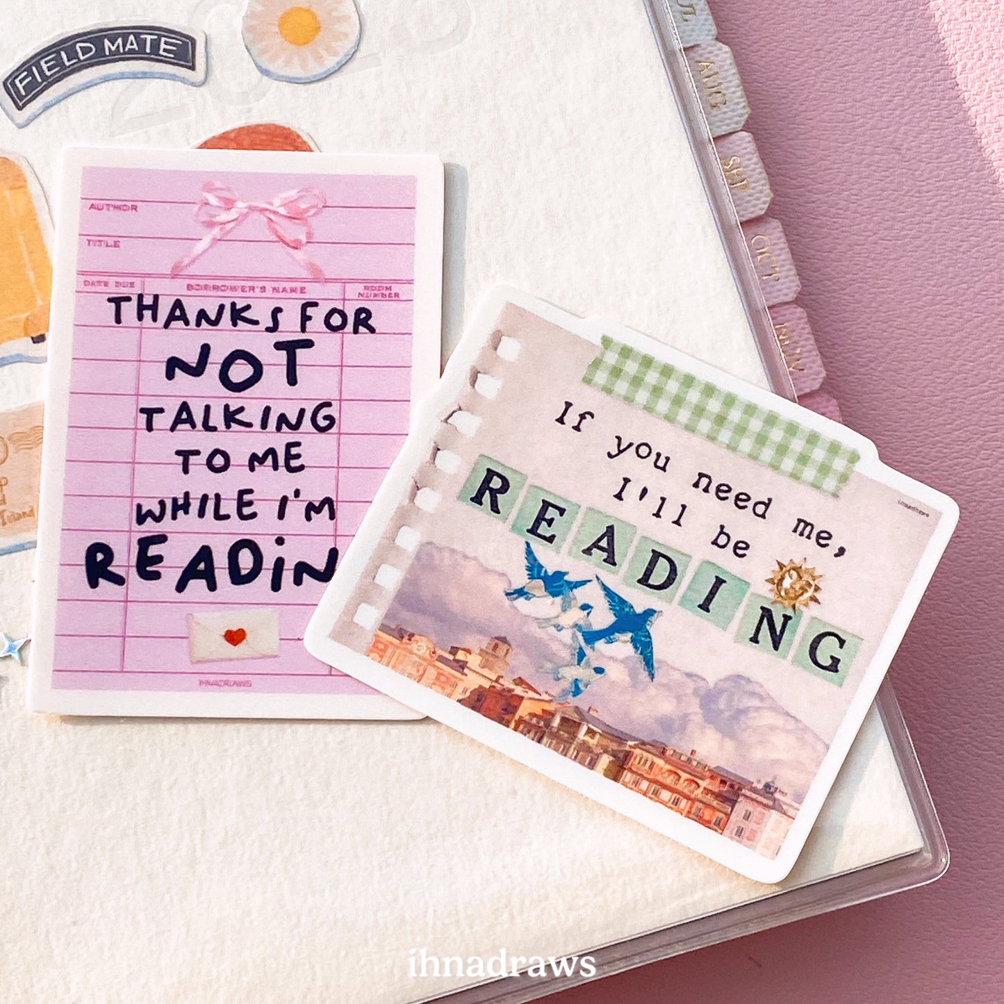 Reading Beagle Dog Bunny Statement Stickers