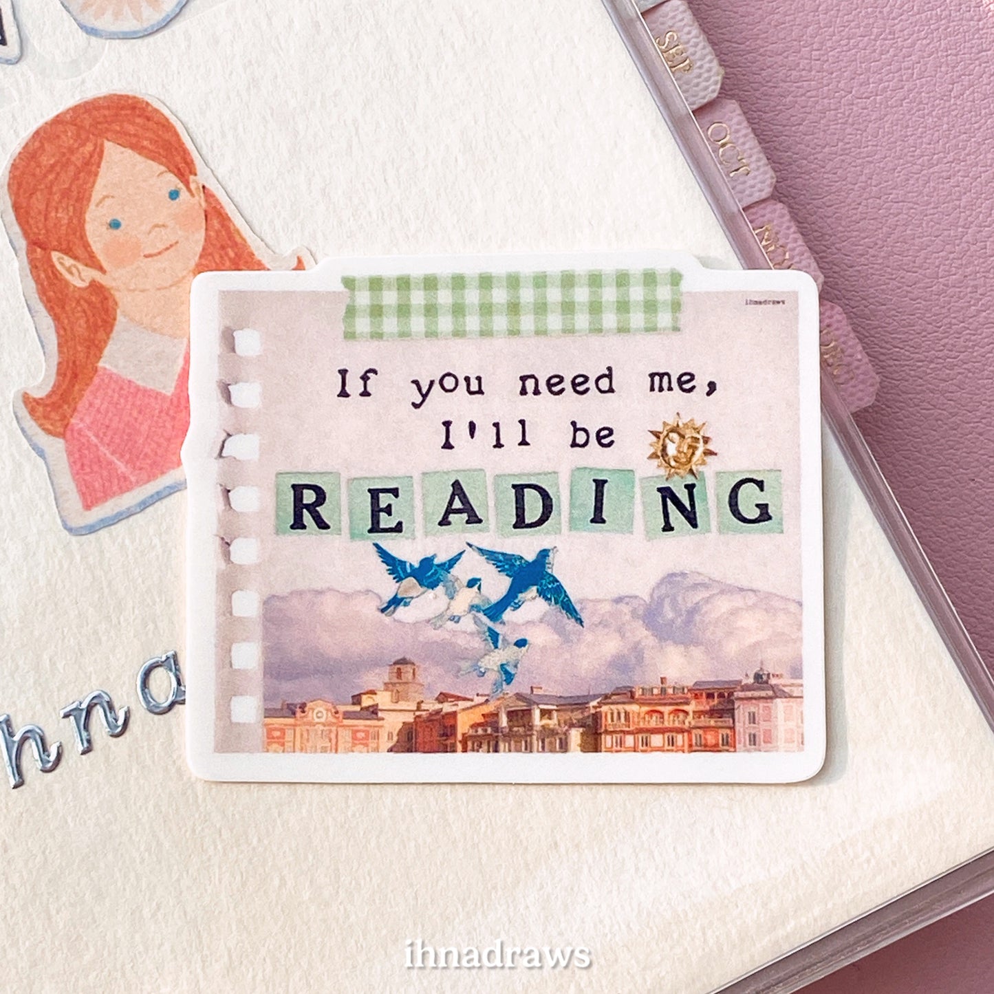 Reading Beagle Dog Bunny Statement Stickers